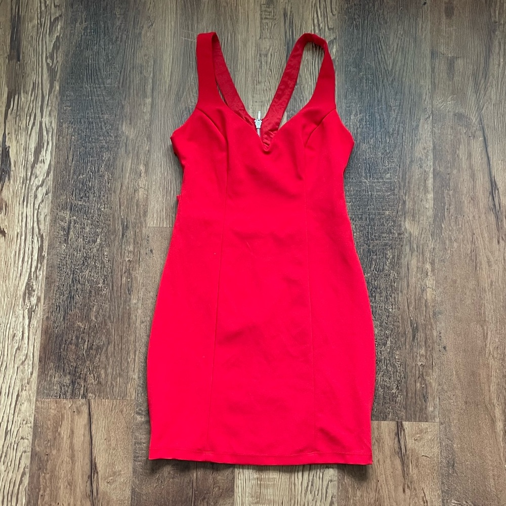 Formal red bodycon dress open back